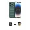 MARSİLYAN™- iPhone 16 Pro Max Kılıf Atlas Koleksiyonu - Siyah Buffer Cam Ekran Koruyucu + PVD Metal Kamera Lens - SH