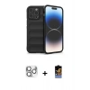 MARSİLYAN™- iPhone 16 Pro Max Kılıf Atlas Koleksiyonu - Siyah Buffer Hayalet Cam Ekran Koruyucu + Gümüş Pers Alüminyum Kamera Lens