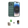 MARSİLYAN™- iPhone 16 Pro Max Kılıf Atlas Koleksiyonu - Siyah Buffer Hayalet Cam Ekran Koruyucu + Raze Metal Kamera Lens - CLTM