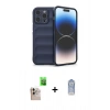 MARSİLYAN™- iPhone 16 Pro Max Kılıf Atlas Koleksiyonu - Siyah Joko Magic 5D Cam + Natural Grey Raze Metal Kamera Lens