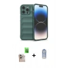 MARSİLYAN™- iPhone 16 Pro Max Kılıf Atlas Koleksiyonu - Siyah Joko Magic 5D Cam + Natural Grey Raze Metal Kamera Lens