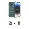 MARSİLYAN™- iPhone 16 Pro Max Kılıf Atlas Koleksiyonu - Siyah Joko Magic 5D Hayalet Cam + PVD Metal Kamera Lens - GD