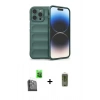 MARSİLYAN™- iPhone 16 Pro Max Kılıf Atlas Koleksiyonu - Siyah Joko Magic 5D Hayalet Cam + Raze Metal Kamera Lens - SH