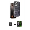 MARSİLYAN™- iPhone 16 Pro Max Kılıf Atlas Minimal Özel Seri - Şeffaf 360 Full Body Arka Koruyucu + PVD Metal Kamera Lens - SH