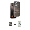 MARSİLYAN™- iPhone 16 Pro Max Kılıf Atlas Minimal Özel Seri - Şeffaf Pasifik Cam Ekran Koruyucu + PVD Metal Kamera Lens - GD