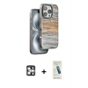 MARSİLYAN™- iPhone 16 Pro Max Kılıf Atlas Minimal Özel Seri - Şeffaf Pasifik Cam Ekran Koruyucu + PVD Metal Kamera Lens - GS