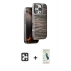 MARSİLYAN™- iPhone 16 Pro Max Kılıf Atlas Minimal Özel Seri - Şeffaf Pasifik Cam Ekran Koruyucu + PVD Metal Kamera Lens - GS
