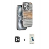 MARSİLYAN™- iPhone 16 Pro Max Kılıf Atlas Minimal Özel Seri - Şeffaf Pasifik Cam Ekran Koruyucu + PVD Metal Kamera Lens - SH
