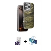 MARSİLYAN™- iPhone 16 Pro Max Kılıf Atlas Minimal Özel Seri - Siyah 3D Antistatik Cam Ekran Koruyucu + Bilvis Titan Kamera Lens - TMGI