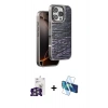 MARSİLYAN™- iPhone 16 Pro Max Kılıf Atlas Minimal Özel Seri - Siyah 3D Antistatik Cam Ekran Koruyucu + Bilvis Titan Kamera Lens - GS