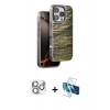 MARSİLYAN™- iPhone 16 Pro Max Kılıf Atlas Minimal Özel Seri - Siyah 3D Antistatik Cam Ekran Koruyucu + Pers Alüminyum Kamera Lens - GS