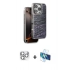 MARSİLYAN™- iPhone 16 Pro Max Kılıf Atlas Minimal Özel Seri - Siyah 3D Antistatik Cam Ekran Koruyucu + Pers Alüminyum Kamera Lens - GS
