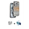 MARSİLYAN™- iPhone 16 Pro Max Kılıf Atlas Minimal Özel Seri - Siyah 3D Antistatik Cam Ekran Koruyucu + Pers Alüminyum Kamera Lens - GS