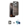 MARSİLYAN™- iPhone 16 Pro Max Kılıf Atlas Minimal Özel Seri - Siyah 3D Antistatik Cam Ekran Koruyucu + PVD Metal Kamera Lens - GD