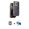 MARSİLYAN™- iPhone 16 Pro Max Kılıf Atlas Minimal Özel Seri - Siyah 3D Antistatik Cam Ekran Koruyucu + PVD Metal Kamera Lens - GD