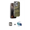 MARSİLYAN™- iPhone 16 Pro Max Kılıf Atlas Minimal Özel Seri - Siyah 3D Antistatik Cam Ekran Koruyucu + PVD Metal Kamera Lens - GD