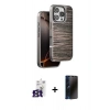MARSİLYAN™- iPhone 16 Pro Max Kılıf Atlas Minimal Özel Seri - Siyah 3D Antistatik Hayalet Cam Ekran Koruyucu + Bilvis Titan Kamera Lens - TMGI