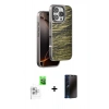 MARSİLYAN™- iPhone 16 Pro Max Kılıf Atlas Minimal Özel Seri - Siyah 3D Antistatik Hayalet Cam Ekran Koruyucu + Raze Metal Kamera Lens - BZ