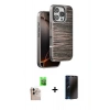 MARSİLYAN™- iPhone 16 Pro Max Kılıf Atlas Minimal Özel Seri - Siyah 3D Antistatik Hayalet Cam Ekran Koruyucu + Raze Metal Kamera Lens - NLGY