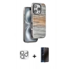 MARSİLYAN™- iPhone 16 Pro Max Kılıf Atlas Minimal Özel Seri - Siyah 3D Antistatik Hayalet Cam Ekran Koruyucu + Pers Alüminyum Kamera Lens - GS