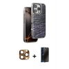 MARSİLYAN™- iPhone 16 Pro Max Kılıf Atlas Minimal Özel Seri - Siyah 3D Antistatik Hayalet Cam Ekran Koruyucu + Pers Alüminyum Kamera Lens - CLTM