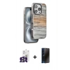 MARSİLYAN™- iPhone 16 Pro Max Kılıf Atlas Minimal Özel Seri - Siyah 3D Antistatik Hayalet Cam Ekran Koruyucu + Bilvis Titan Kamera Lens - GS