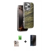 MARSİLYAN™- iPhone 16 Pro Max Kılıf Atlas Minimal Özel Seri - Siyah 3D Antistatik Hayalet Cam Ekran Koruyucu + Raze Metal Kamera Lens - NLGY