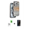 MARSİLYAN™- iPhone 16 Pro Max Kılıf Atlas Minimal Özel Seri - Siyah 3D Antistatik Hayalet Cam Ekran Koruyucu + Raze Metal Kamera Lens - BZ
