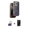 MARSİLYAN™- iPhone 16 Pro Max Kılıf Atlas Minimal Özel Seri - Siyah 3D Antistatik Hayalet Cam Ekran Koruyucu + Bilvis Titan Kamera Lens - SH