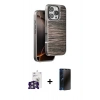 MARSİLYAN™- iPhone 16 Pro Max Kılıf Atlas Minimal Özel Seri - Siyah 3D Antistatik Hayalet Cam Ekran Koruyucu + Bilvis Titan Kamera Lens - GS