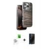 MARSİLYAN™- iPhone 16 Pro Max Kılıf Atlas Minimal Özel Seri - Siyah 3D Antistatik Hayalet Cam Ekran Koruyucu + Raze Metal Kamera Lens - BZ