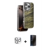 MARSİLYAN™- iPhone 16 Pro Max Kılıf Atlas Minimal Özel Seri - Siyah 3D Antistatik Hayalet Cam Ekran Koruyucu + Pers Alüminyum Kamera Lens - GS