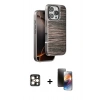 MARSİLYAN™- iPhone 16 Pro Max Kılıf Atlas Minimal Özel Seri - Siyah 3D Antistatik Mat Seramik Nano Ekran Koruyucu + PVD Metal Kamera Lens - GD