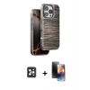 MARSİLYAN™- iPhone 16 Pro Max Kılıf Atlas Minimal Özel Seri - Siyah 3D Antistatik Mat Seramik Nano Ekran Koruyucu + PVD Metal Kamera Lens - SH