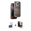 MARSİLYAN™- iPhone 16 Pro Max Kılıf Atlas Minimal Özel Seri - Siyah 3D Antistatik Mat Seramik Nano Ekran Koruyucu + Bilvis Titan Kamera Lens - SH