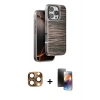 MARSİLYAN™- iPhone 16 Pro Max Kılıf Atlas Minimal Özel Seri - Siyah 3D Antistatik Mat Seramik Nano Ekran Koruyucu + Çöl Titanyum Pers Alüminyum Kamera Lens