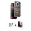 MARSİLYAN™- iPhone 16 Pro Max Kılıf Atlas Minimal Özel Seri - Siyah 3D Antistatik Mat Seramik Nano Ekran Koruyucu + Gümüş Pers Alüminyum Kamera Lens