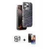 MARSİLYAN™- iPhone 16 Pro Max Kılıf Atlas Minimal Özel Seri - Siyah 3D Antistatik Mat Seramik Nano Ekran Koruyucu + Gri Pers Alüminyum Kamera Lens