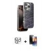 MARSİLYAN™- iPhone 16 Pro Max Kılıf Atlas Minimal Özel Seri - Siyah 3D Antistatik Mat Seramik Nano Ekran Koruyucu + Gümüş Pers Alüminyum Kamera Lens
