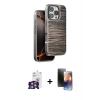MARSİLYAN™- iPhone 16 Pro Max Kılıf Atlas Minimal Özel Seri - Siyah 3D Antistatik Mat Seramik Nano Ekran Koruyucu + Bilvis Titan Kamera Lens - GS