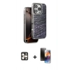 MARSİLYAN™- iPhone 16 Pro Max Kılıf Atlas Minimal Özel Seri - Siyah 3D Antistatik Mat Seramik Nano Ekran Koruyucu + PVD Metal Kamera Lens - GD
