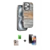 MARSİLYAN™- iPhone 16 Pro Max Kılıf Atlas Minimal Özel Seri - Siyah 3D Antistatik Mat Seramik Nano Ekran Koruyucu + Raze Metal Kamera Lens - NLGY