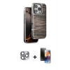 MARSİLYAN™- iPhone 16 Pro Max Kılıf Atlas Minimal Özel Seri - Siyah 3D Antistatik Mat Seramik Nano Ekran Koruyucu + Gri Pers Alüminyum Kamera Lens