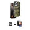 MARSİLYAN™- iPhone 16 Pro Max Kılıf Atlas Minimal Özel Seri - Siyah 3D Antistatik Mat Seramik Nano Ekran Koruyucu + Gümüş PVD Metal Kamera Lens