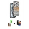 MARSİLYAN™- iPhone 16 Pro Max Kılıf Atlas Minimal Özel Seri - Siyah 3D Antistatik Mat Seramik Nano Ekran Koruyucu + Raze Metal Kamera Lens - CLTM