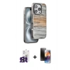 MARSİLYAN™- iPhone 16 Pro Max Kılıf Atlas Minimal Özel Seri - Siyah 3D Antistatik Mat Seramik Nano Ekran Koruyucu + Bilvis Titan Kamera Lens - SH