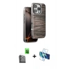 MARSİLYAN™- iPhone 16 Pro Max Kılıf Atlas Minimal Özel Seri - Siyah 3D Antistatik Seramik Nano Ekran Koruyucu + Raze Metal Kamera Lens - SH