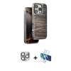 MARSİLYAN™- iPhone 16 Pro Max Kılıf Atlas Minimal Özel Seri - Siyah 3D Antistatik Seramik Nano Ekran Koruyucu + Pers Alüminyum Kamera Lens - GI