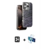 MARSİLYAN™- iPhone 16 Pro Max Kılıf Atlas Minimal Özel Seri - Siyah 3D Antistatik Seramik Nano Ekran Koruyucu + PVD Metal Kamera Lens - SH
