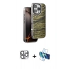 MARSİLYAN™- iPhone 16 Pro Max Kılıf Atlas Minimal Özel Seri - Siyah 3D Antistatik Seramik Nano Ekran Koruyucu + Pers Alüminyum Kamera Lens - GI